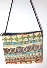 tapestry cross body purse --just the essentials tapestry purse -- mini wallet inside + phone slot --sling cross body waist wear