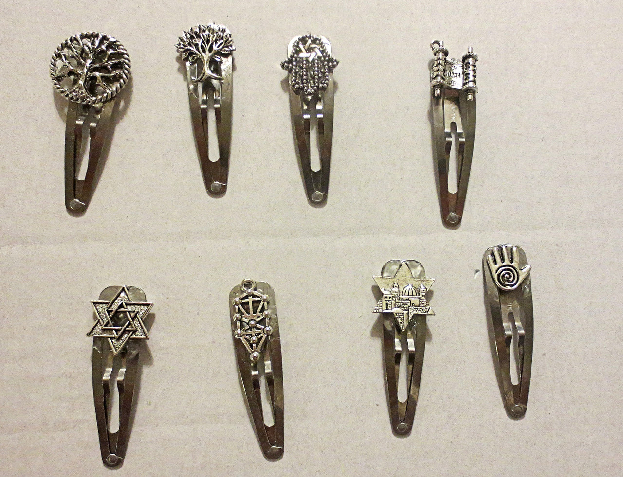 kippah clip with judaica charm handmade