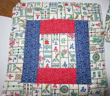 mahjong quilted reversible insulated place mats set of 2 great colors chinese mah jong game