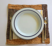 quilted place mats calico browns golds set of 2 reversible insulated