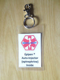 medical alert tag epipen ® auto-injector (epinephrine) inside laminated tag personalize epinephrine only / hook