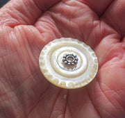 pin or brooch mother of pearl button one of a kind