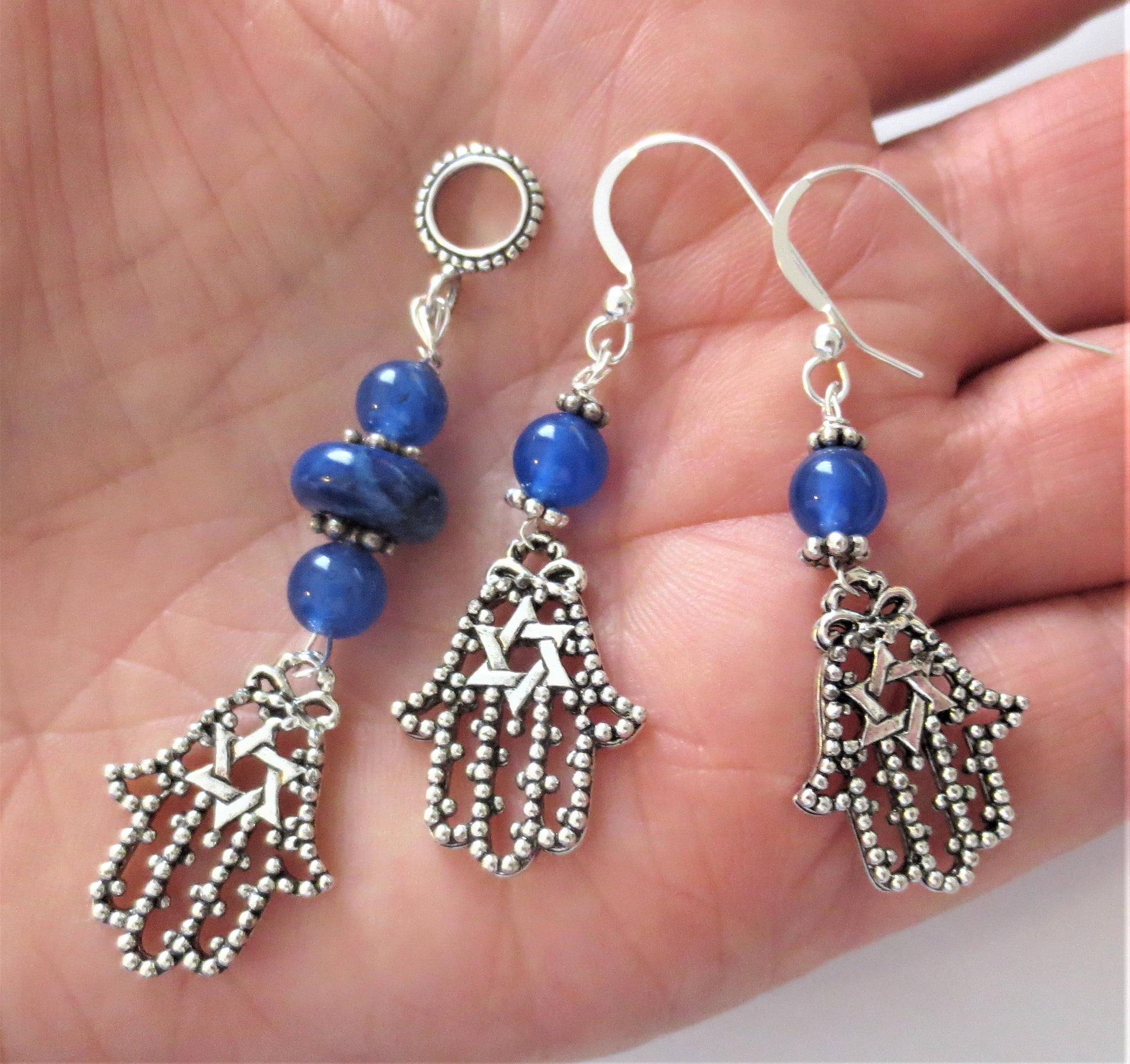 hamsa filigree pendant and earrings star of david jewelry set gemstone choice