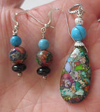 sea sediment jasper pendant and earrings set