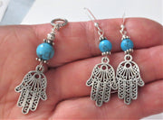 hamas filigree pendant and earrings set turquoise gemstones