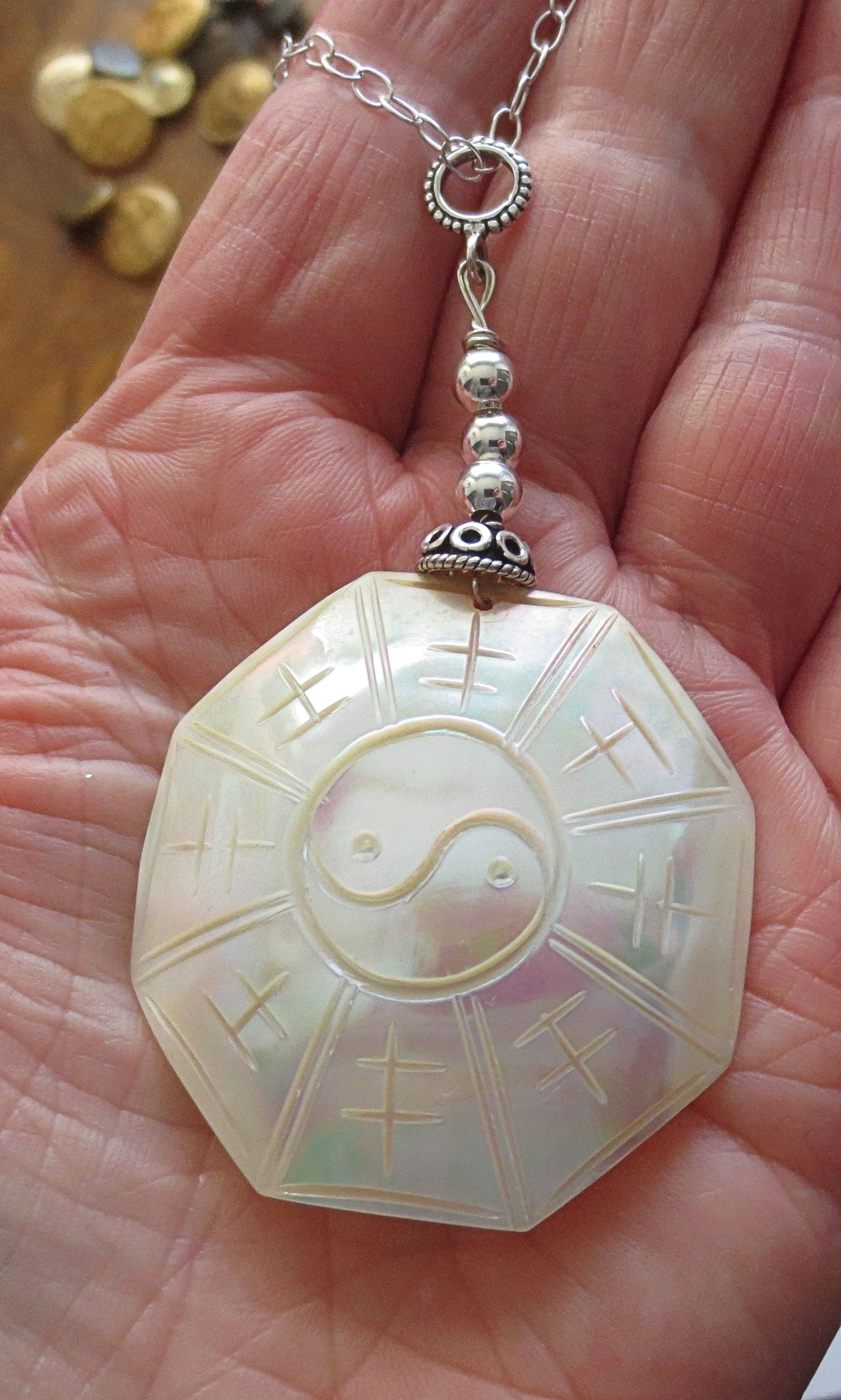 mother of pearl carved pendant all sterling silver select from 4 styles