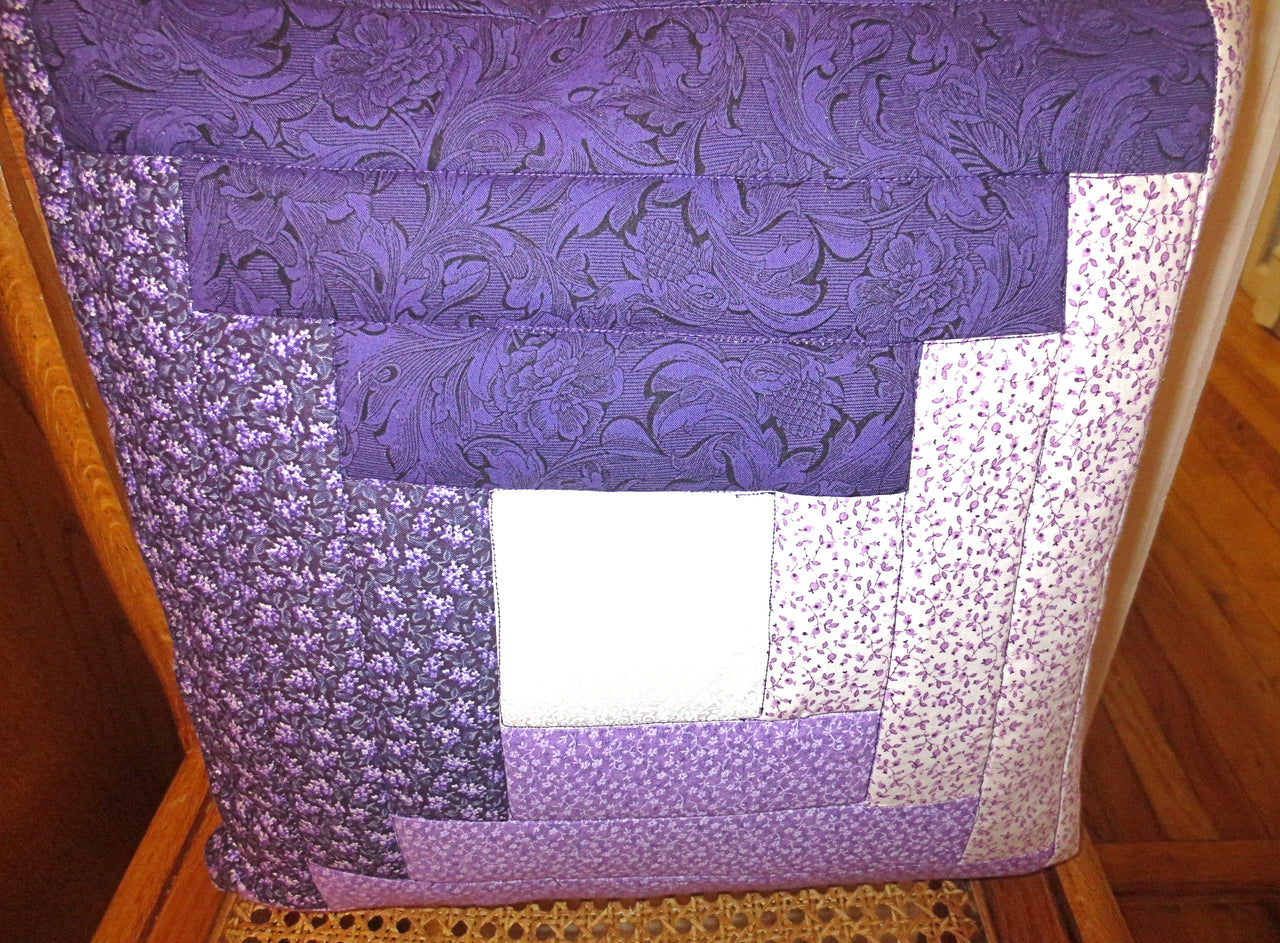 purple calico patchwork quilted pillow cover log cabin design lavender lilac great colors