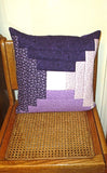 purple calico patchwork quilted pillow cover log cabin design lavender lilac great colors