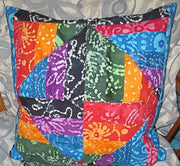 batik colorful pillow cover squares triangles rhombus design reversible.