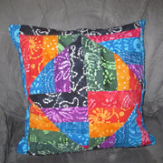 batik colorful pillow cover squares triangles rhombus design reversible.