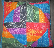 batik colorful pillow cover squares triangles rhombus design reversible.