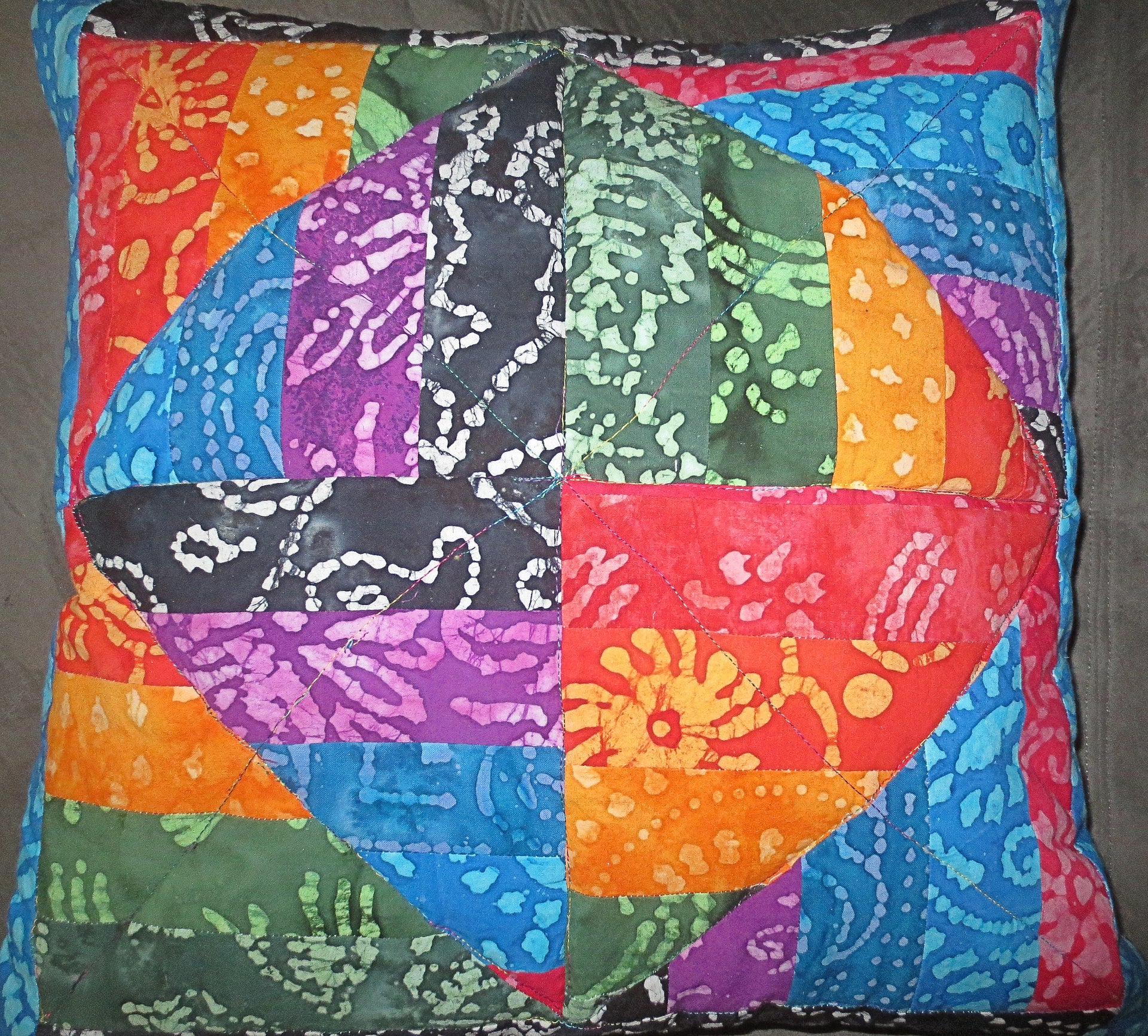 batik colorful pillow cover squares triangles rhombus design reversible.