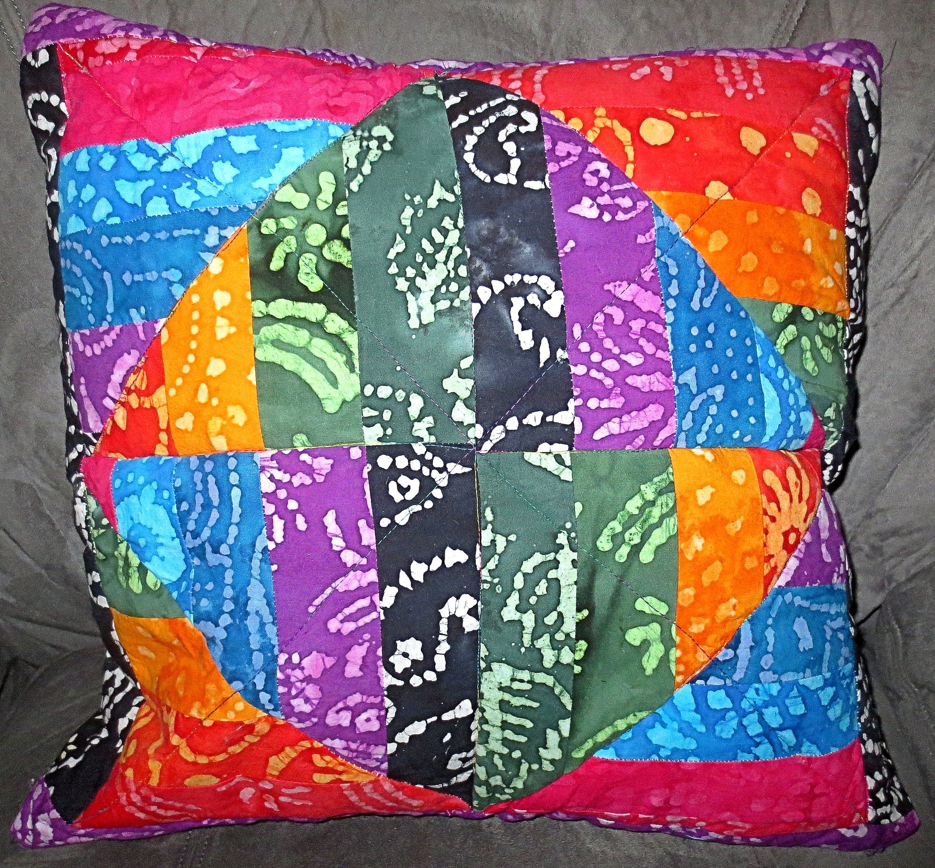 batik colorful pillow cover squares triangles rhombus design reversible.