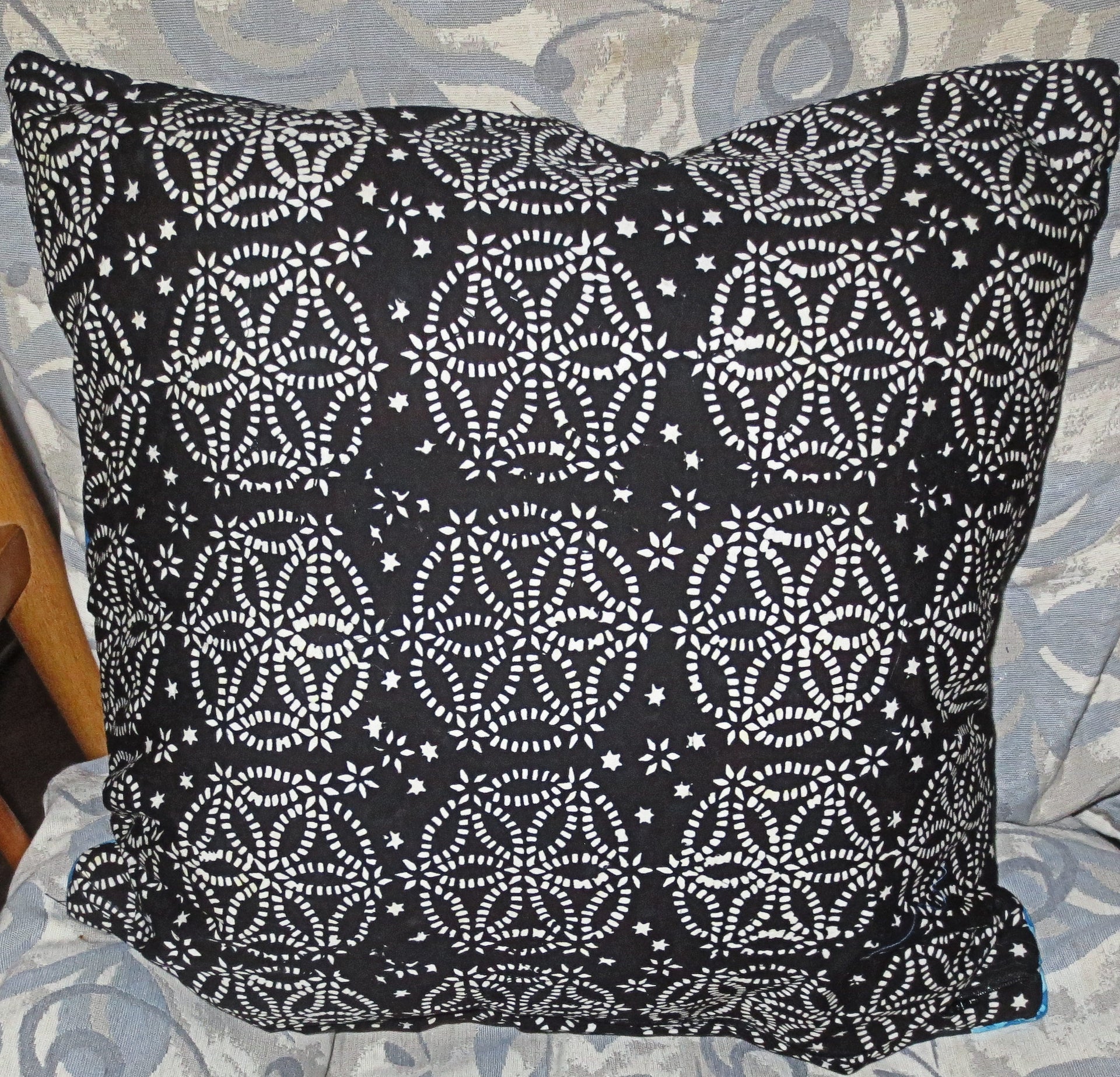 batik colorful pillow cover squares triangles rhombus design reversible.