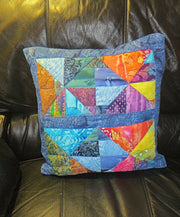 batik quilted pillow cover pretty bright batiks reversible triangles squares design