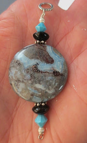 one of a kind gemstone sterling silver pendants blue gray black agate gemstone pendant