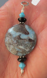 one of a kind gemstone sterling silver pendants blue gray black agate gemstone pendant