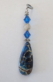 one of a kind gemstone sterling silver pendants blue sea sediment jasper long gemstone