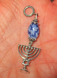 hanukkah menorah with beautiful gemstone pendant all sterling silver sodalite