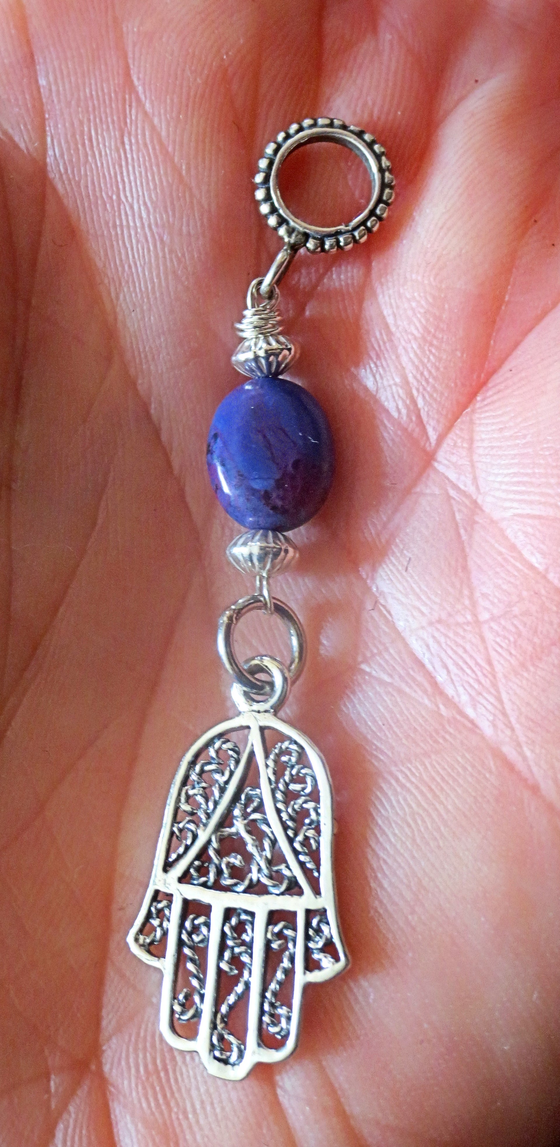 sterling silver hamsa charm pendant euro style 3 style choices purple turquoise