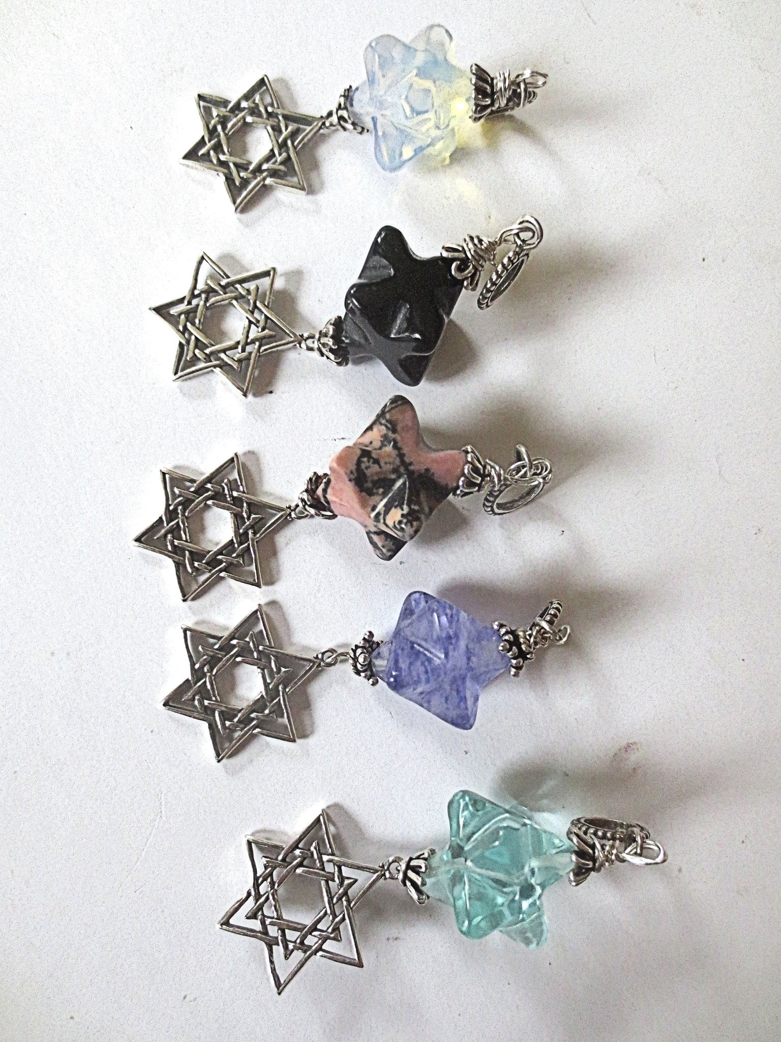 star of david beautiful merkaba gemstone pendant all sterling silver