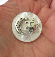 pin or brooch judaica charm mother of pearl button