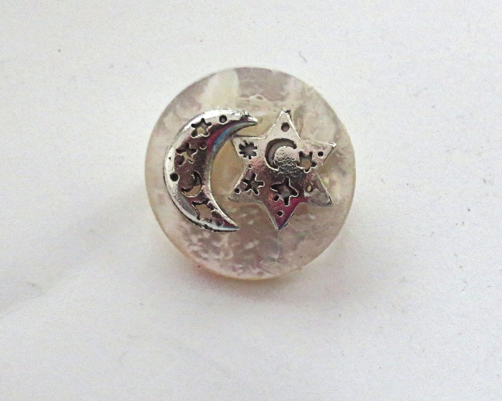 pin or brooch judaica charm mother of pearl button