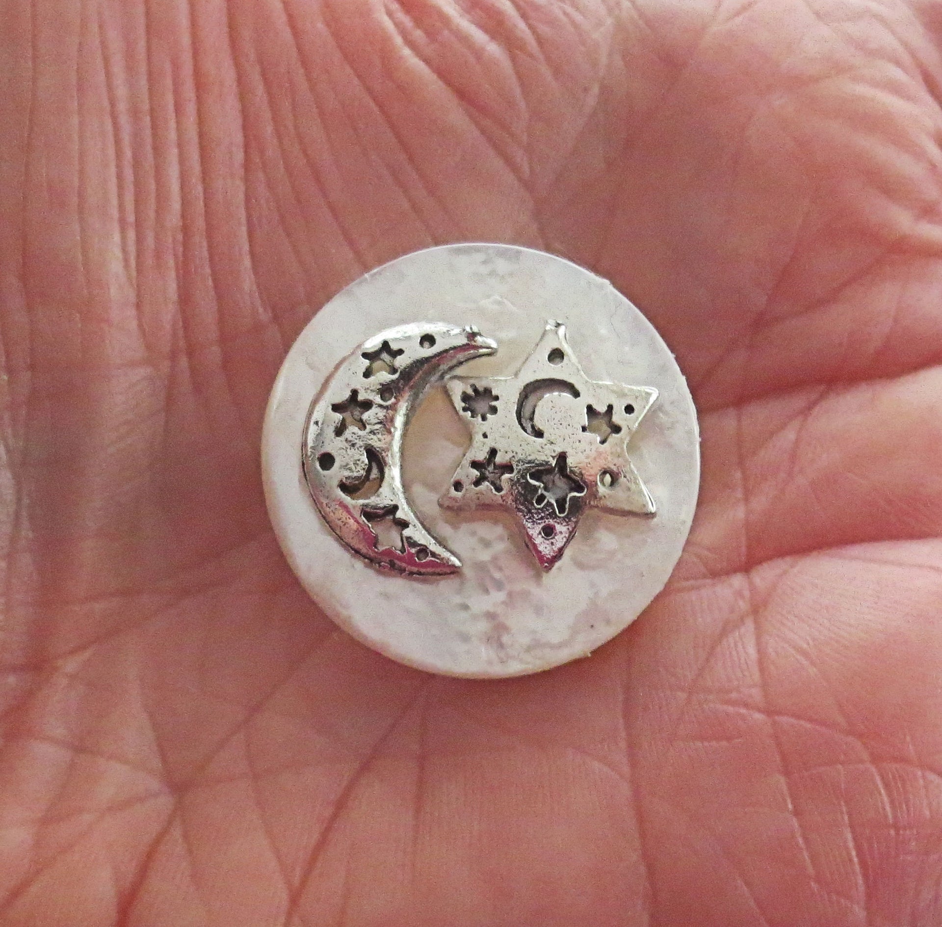 pin or brooch judaica charm mother of pearl button