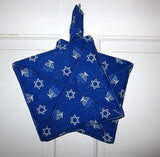 hanukkah pot holders or trivets thick double insulated handmade chanukah useful decorations silver menorahs stars