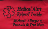 epipen ® medical alert label insulated holder carrier bag embroidered