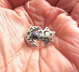 rosh hodesh or chodesh gemstone brooch or pin sesame jasper purple