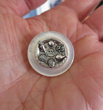 pin or brooch judaica charm mother of pearl button seder plate