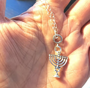 sterling silver chanukah menorah euro pendant great hanukkah gift