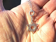 sterling silver woven layered star of david euro pendant  all sterling silver