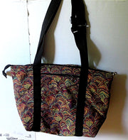 elegant fans tapestry tote bag adjustable handles weather proof zippered compartments