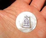 pin or brooch judaica charm mother of pearl button tzedaka box