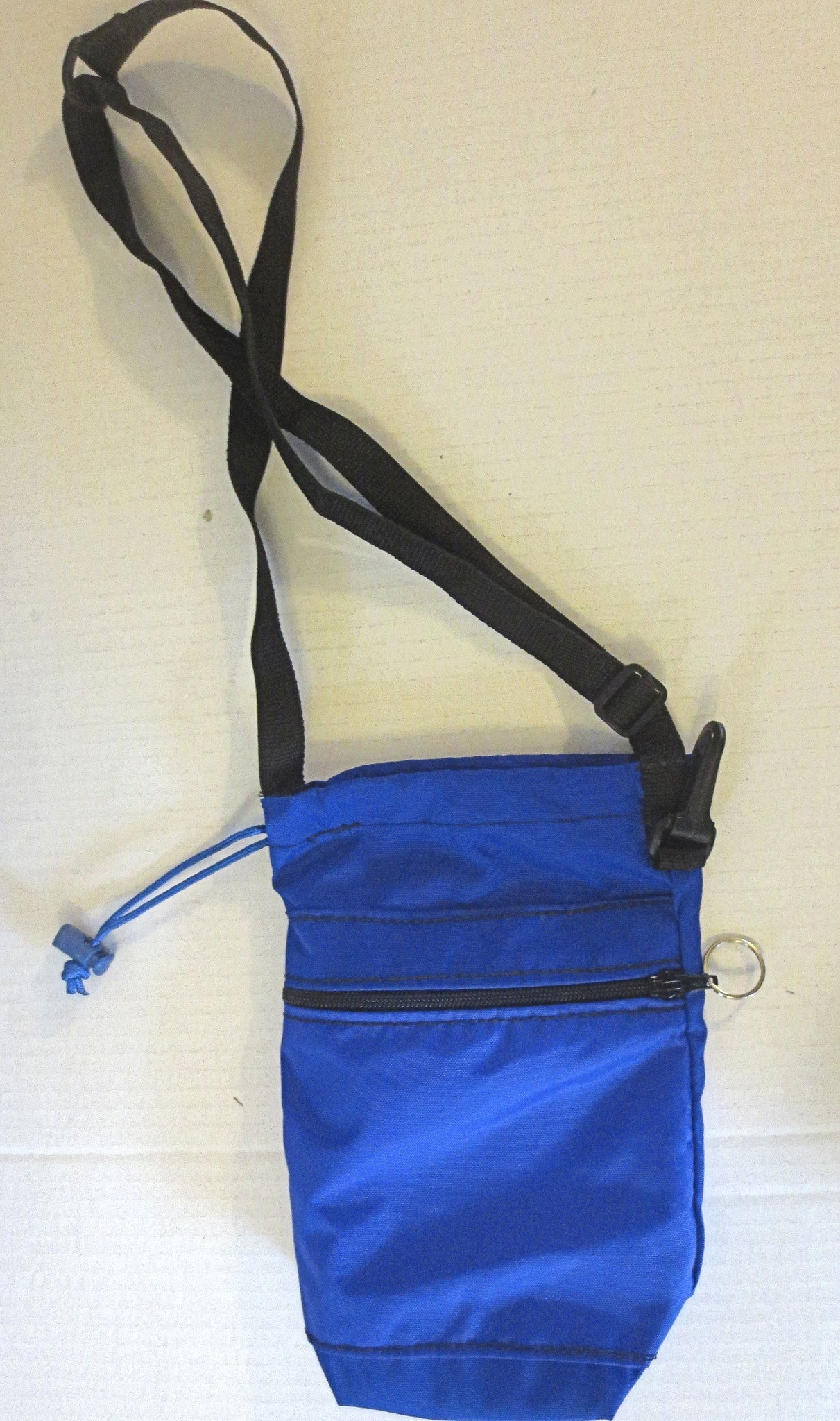 water bottle bag adjustable sling styling great for travel, on the go, staying hydrated royal blue / outer zippered pocket