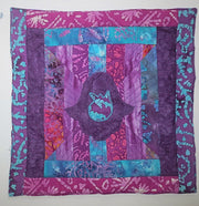 hamsa with pomegranate quilted batik wall hanging trapunto