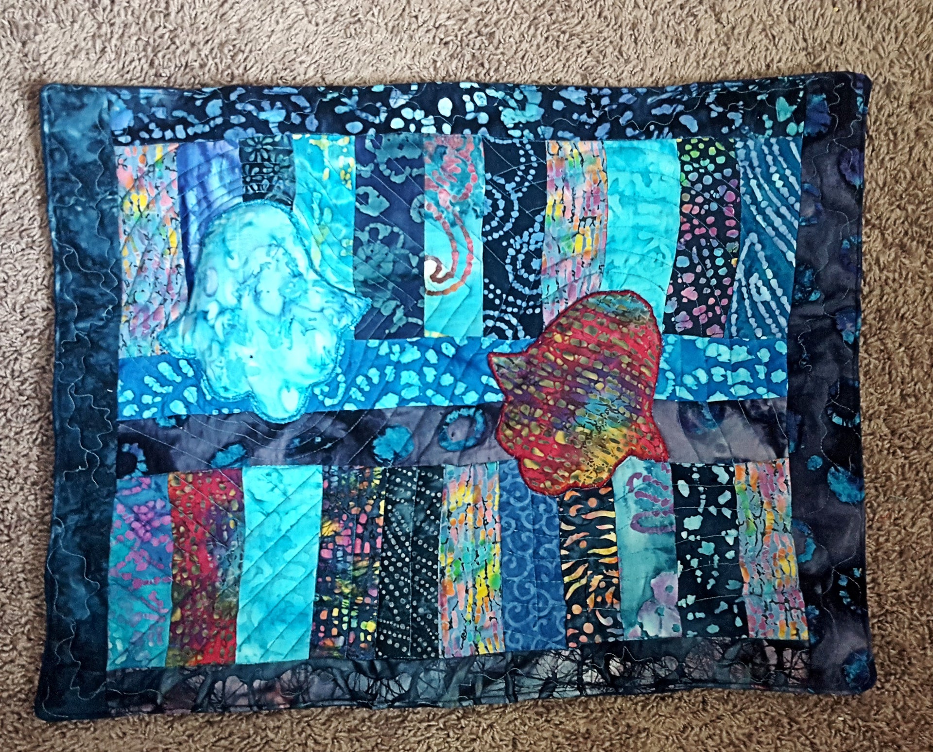 hamsas quilted batik wall hanging trabunto hands of fatima helping hands