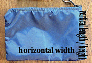 zippered pouches in two sizes extra small and small with choice of color and options to add